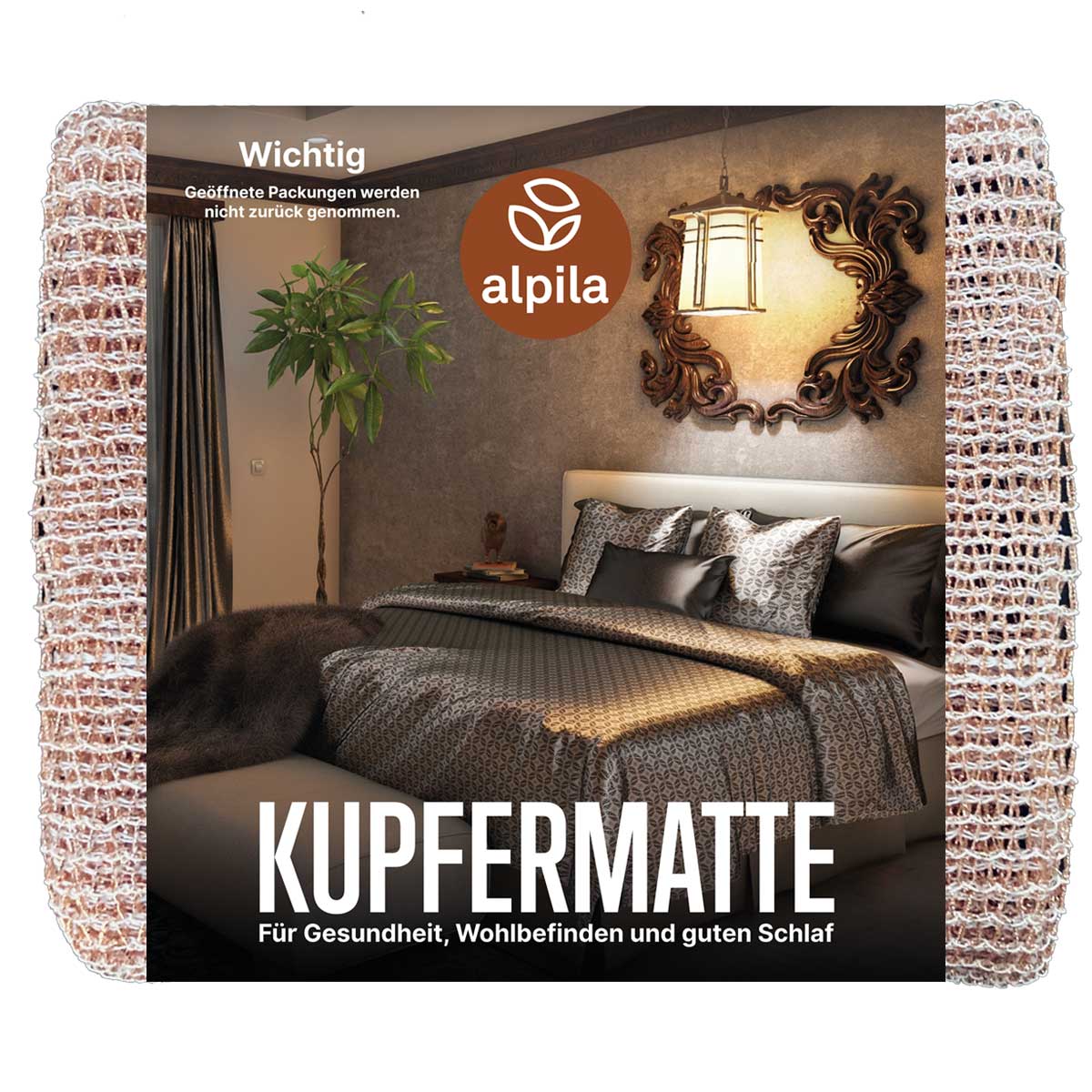 Kupfermatte alpila für gesunden Schlaf 90x190