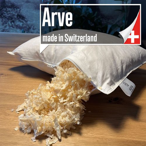 Arvenkissen mit Arvenflocken und Schafwolle hergestellt in der Schweiz