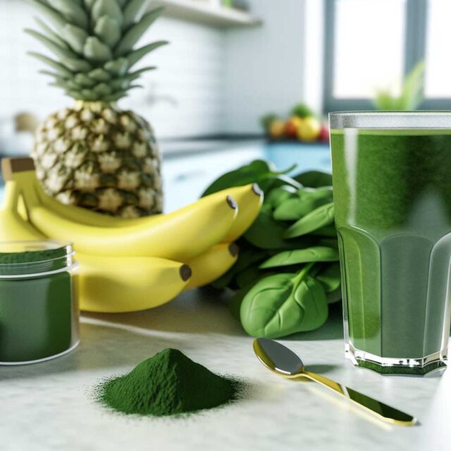 Spirulina Banane Spinat Smoothie Alge Pulver